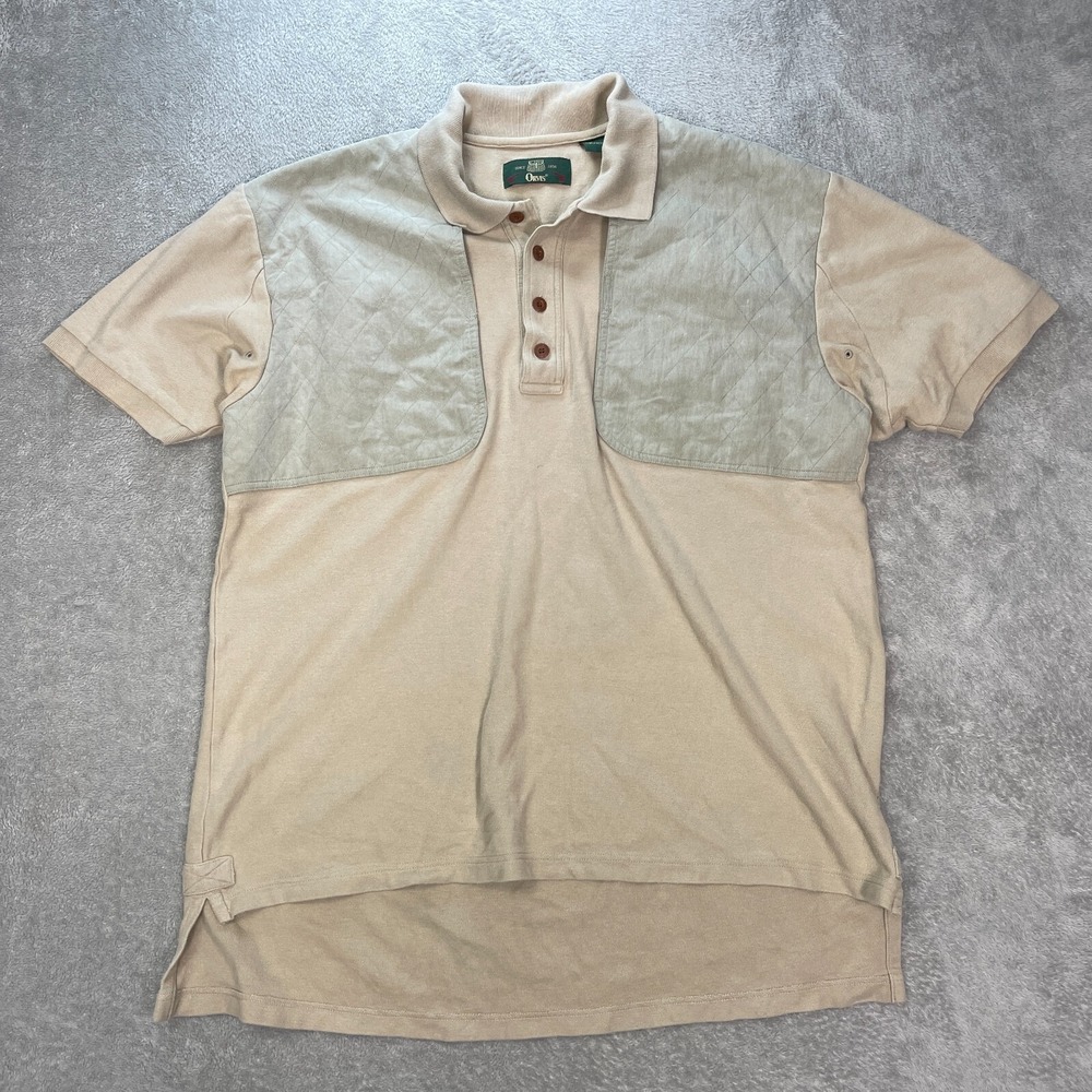 Orvis Mens‎ Shooting Polo Shirt Short Sleeve Hunting Clay Beige